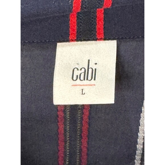 Cabi Top Womens Large Flag Blouse Balloon Navy Blue Cotton Striped Relaxed - Picture 7 of 7